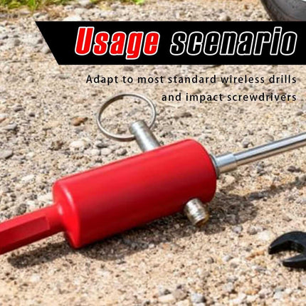 Stop Hand Cranking! Trailer Jack Drill Adapter - Effortless Electric Lift for Standard & Universal Trailer Jacks, Perfect for RV & Boat Trailers (Red).