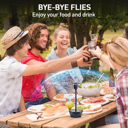 Portable Anti-Fly Fan for Table – Foldable Insect Repeller with Soft Blades, Silent Operation for Indoor Outdoor Use, Picnic, BBQ, Kitchen, and Camping (Black).