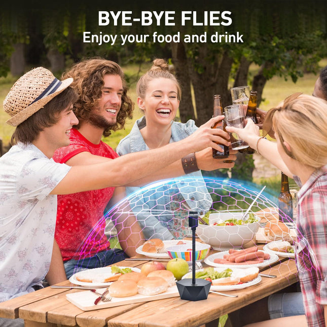 Portable Anti-Fly Fan for Table – Foldable Insect Repeller with Soft Blades, Silent Operation for Indoor Outdoor Use, Picnic, BBQ, Kitchen, and Camping (Black).