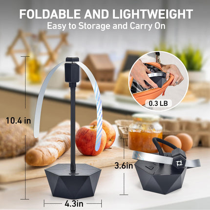 Portable Anti-Fly Fan for Table – Foldable Insect Repeller with Soft Blades, Silent Operation for Indoor Outdoor Use, Picnic, BBQ, Kitchen, and Camping (Black).