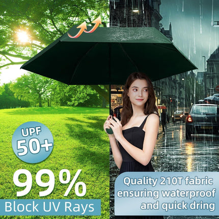 Mini Travel Umbrella – Compact Sun & Rain Protection for Women, Kids | UV-Blocking Pocket Umbrella with Case | Lightweight Foldable Umbrella（dark green）.