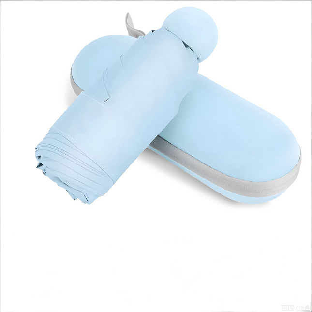 Mini Travel Umbrella – Compact Sun & Rain Protection for Women, Kids | UV-Blocking Pocket Umbrella with Case | Lightweight Foldable Umbrella（light blue）.