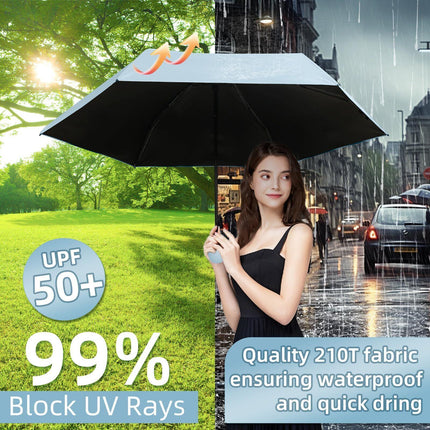 Mini Travel Umbrella – Compact Sun & Rain Protection for Women, Kids | UV-Blocking Pocket Umbrella with Case | Lightweight Foldable Umbrella（light blue）.