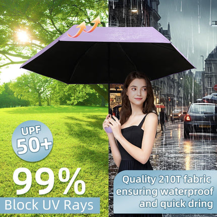 Mini Travel Umbrella – Compact Sun & Rain Protection for Women, Kids | UV-Blocking Pocket Umbrella with Case | Lightweight Foldable Umbrella（purple）.