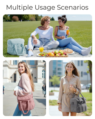 Double-Layer Insulated Lunch Bag with Quilted Design – 11.8L Cooler Tote for Work, Picnics & Travel (Black) | Other Colors Available In-Store.