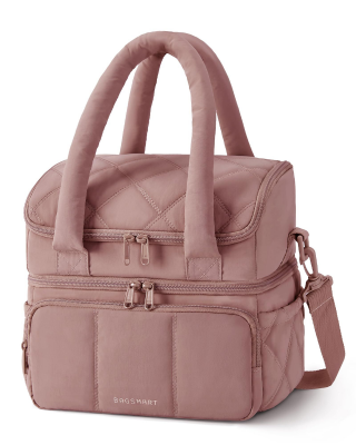 Double-Layer Insulated Lunch Bag with Quilted Design – 11.8L Cooler Tote for Work, Picnics & Travel (Camel) | Other Colors Available In-Store.