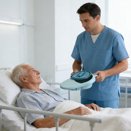 Bedside Commode for Elderly & Disabled – Portable Bedpan with Lid, Anti-Leak Design for Men Women, Hospital Home Care, Comfortable Toilet Aid (Blue).
