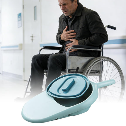 Bedside Commode for Elderly & Disabled – Portable Bedpan with Lid, Anti-Leak Design for Men Women, Hospital Home Care, Comfortable Toilet Aid (Blue).