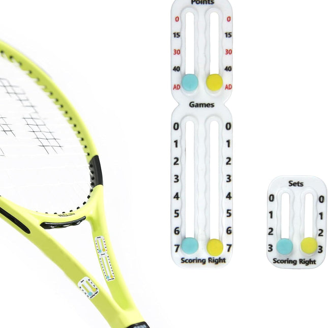 Tennis Racket Scorekeeper 2-Pack in White – Dual Portable Score Trackers for Points, Games & Sets | Other Colours Available In-Store