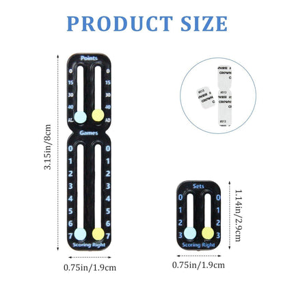 Tennis Racket Scorekeeper 2-Pack in Black – Dual Portable Score Trackers for Points, Games & Sets | Other Colours Available In-Store.
