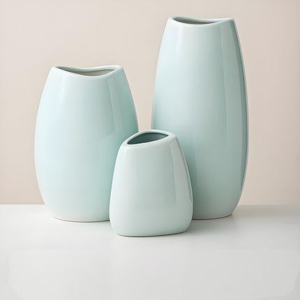 Modern Ceramic Vase Set (3-Piece): Minimalist Home Decor for Living Room Flower Arrangements (Blue) | Other Styles Available in Store.