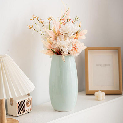 Modern Ceramic Vase Set (3-Piece): Minimalist Home Decor for Living Room Flower Arrangements (Blue) | Other Styles Available in Store.