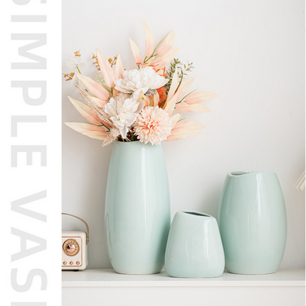 Modern Ceramic Vase Set (3-Piece): Minimalist Home Decor for Living Room Flower Arrangements (Blue) | Other Styles Available in Store.