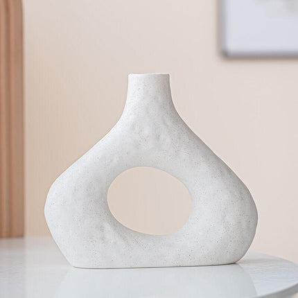 Minimalist Ceramic Vase Set (2-Piece): Modern Home Decor for Flower Arrangements (White) | Black Version Available In-Store.