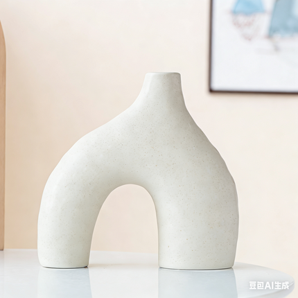 Minimalist Ceramic Vase Set (2-Piece): Modern Home Decor for Flower Arrangements (White) | Black Version Available In-Store.