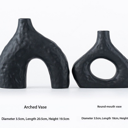 Minimalist Ceramic Vase Set (2-Piece): Modern Home Decor for Flower Arrangements (Black) | White Version Available In-Store.