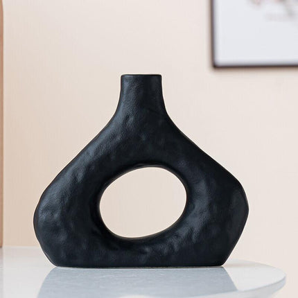 Minimalist Ceramic Vase Set (2-Piece): Modern Home Decor for Flower Arrangements (Black) | White Version Available In-Store.