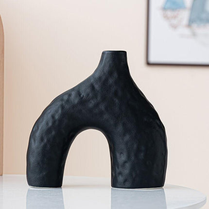 Minimalist Ceramic Vase Set (2-Piece): Modern Home Decor for Flower Arrangements (Black) | White Version Available In-Store.