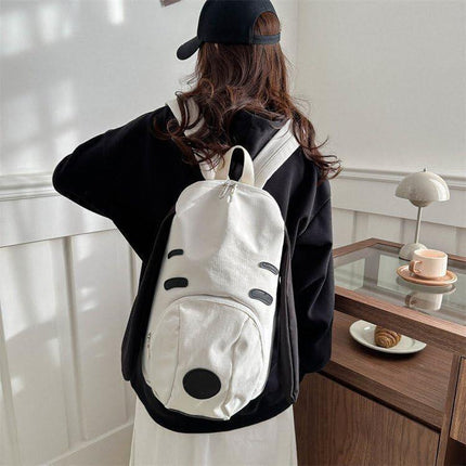 Cute Dog Face Backpack for Kids & Teens – White Cartoon Animal School Bag with Long Ears, Large Capacity Daypack for Girls and Boys (White).