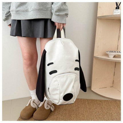 Cute Dog Face Backpack for Kids & Teens – White Cartoon Animal School Bag with Long Ears, Large Capacity Daypack for Girls and Boys (White).