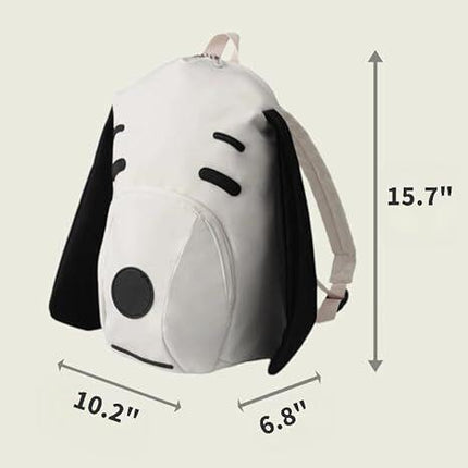 Cute Dog Face Backpack for Kids & Teens – White Cartoon Animal School Bag with Long Ears, Large Capacity Daypack for Girls and Boys (White).