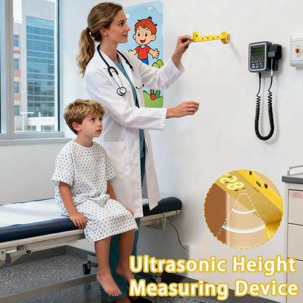 Giraffe Ultrasonic Height Tracker for Kids – Fun Wall-Mounted Growth Measuring Device for Home, Daycare & Pediatric Clinic (Yellow).