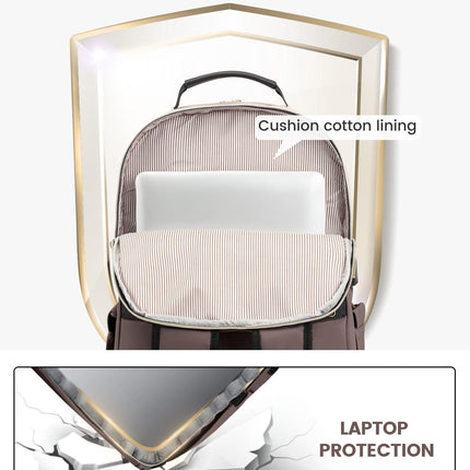 Stylish Laptop Backpack for Women – Large Capacity 27L Computer Bag with 15.6 Inch Compartment, USB Charging Port & 16 Pockets – Ideal for College, Work & Travel (Brown).