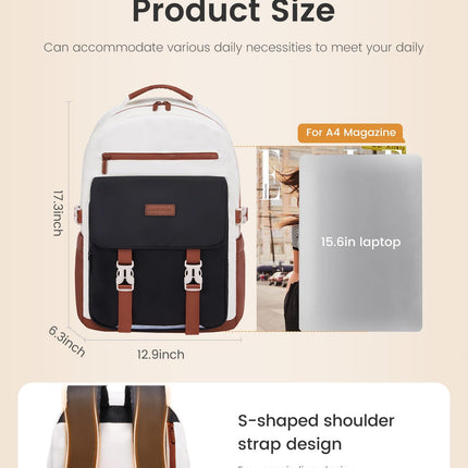 School Backpack for Teens & Students – Large Capacity Laptop Bag with 15.6 Inch Compartment, Waterproof Fabric & Multiple Pockets, Ideal for College, Travel, and Daily Use (Black).