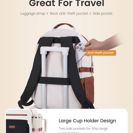 School Backpack for Teens & Students – Large Capacity Laptop Bag with 15.6 Inch Compartment, Waterproof Fabric & Multiple Pockets, Ideal for College, Travel, and Daily Use (Brown).