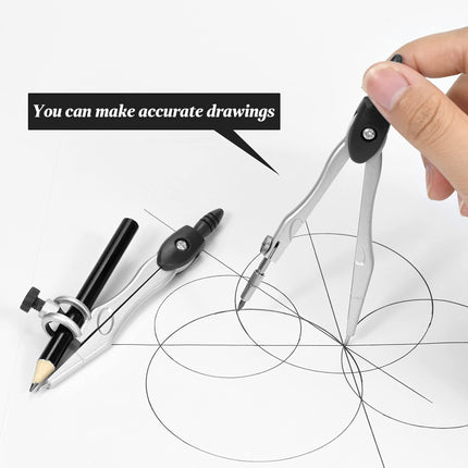 Complete 10-Piece Geometry Kit Set – Precision Drafting Tools with Metal Compasses, Rulers, Protractor & Pencil Sharpener – Ideal for Students, Engineers & Artists (Black).