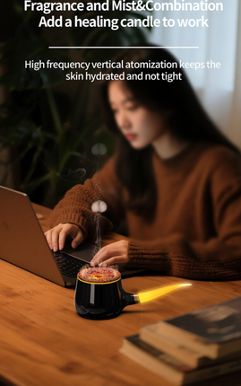 Pipe-Shaped Aromatherapy Humidifier with LED Flame & Mist – USB Desk Diffuser for Home, Office, Bedside (White) | Other Colors Available in Store.