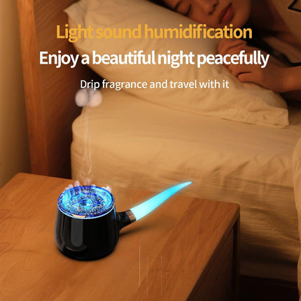 Pipe-Shaped Aromatherapy Humidifier with LED Flame & Mist – USB Desk Diffuser for Home, Office, Bedside (Black) | Other Colors Available in Store.