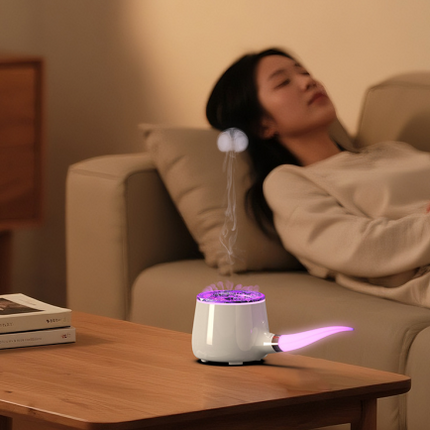 Pipe-Shaped Aromatherapy Humidifier with LED Flame & Mist – USB Desk Diffuser for Home, Office, Bedside (Black) | Other Colors Available in Store.