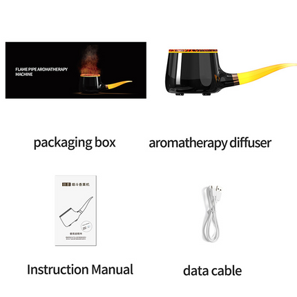 Pipe-Shaped Aromatherapy Humidifier with LED Flame & Mist – USB Desk Diffuser for Home, Office, Bedside (Black) | Other Colors Available in Store.