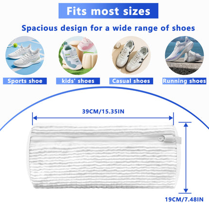 2-Pack Reusable Shoe Washing Machine Bag – White Protective Laundry Bag for All Shoes, Anti-Deformation & Deep Clean with Zipper Lock (White).