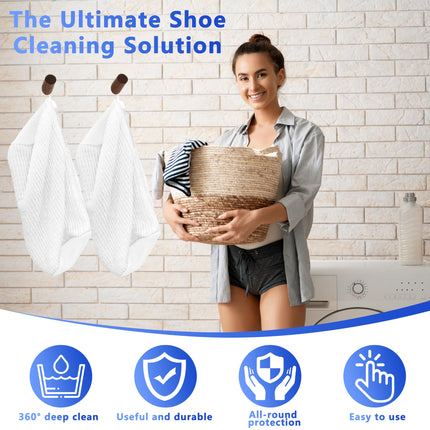 2-Pack Reusable Shoe Washing Machine Bag – White Protective Laundry Bag for All Shoes, Anti-Deformation & Deep Clean with Zipper Lock (White).