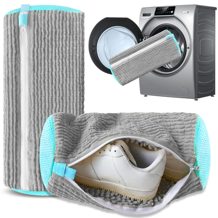 2-Pack Reusable Shoe Washing Machine Bag – White Protective Laundry Bag for All Shoes, Anti-Deformation & Deep Clean with Zipper Lock (Grey).