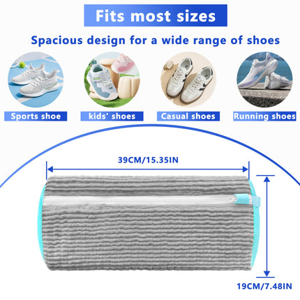 2-Pack Reusable Shoe Washing Machine Bag – White Protective Laundry Bag for All Shoes, Anti-Deformation & Deep Clean with Zipper Lock (Grey).
