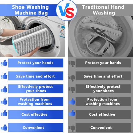2-Pack Reusable Shoe Washing Machine Bag – White Protective Laundry Bag for All Shoes, Anti-Deformation & Deep Clean with Zipper Lock (Grey).