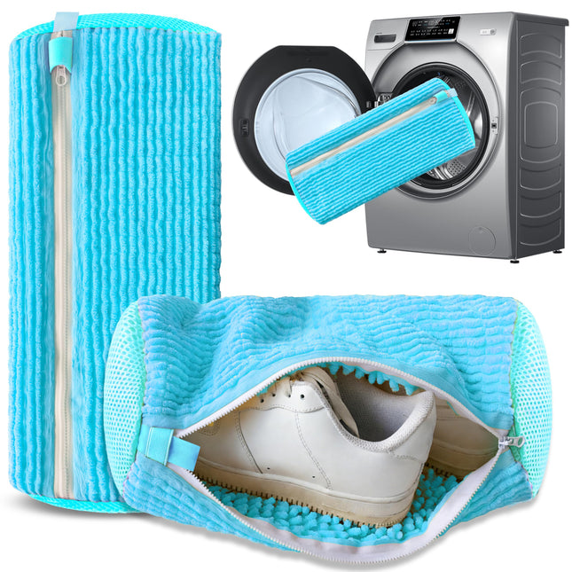2-Pack Reusable Shoe Washing Machine Bag – White Protective Laundry Bag for All Shoes, Anti-Deformation & Deep Clean with Zipper Lock (Blue).