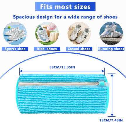 2-Pack Reusable Shoe Washing Machine Bag – White Protective Laundry Bag for All Shoes, Anti-Deformation & Deep Clean with Zipper Lock (Blue).