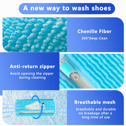 2-Pack Reusable Shoe Washing Machine Bag – White Protective Laundry Bag for All Shoes, Anti-Deformation & Deep Clean with Zipper Lock (Blue).