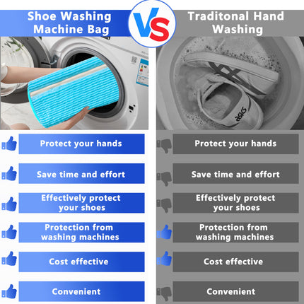 2-Pack Reusable Shoe Washing Machine Bag – White Protective Laundry Bag for All Shoes, Anti-Deformation & Deep Clean with Zipper Lock (Blue).