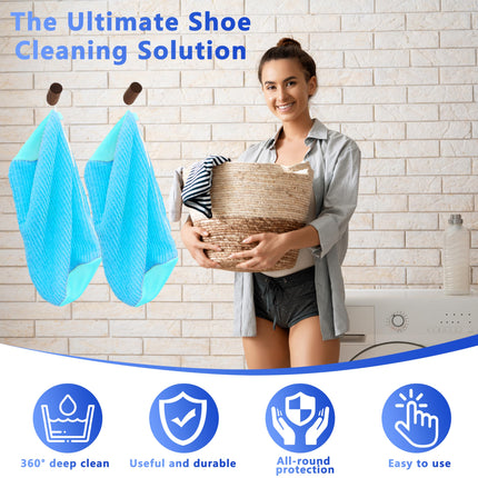 2-Pack Reusable Shoe Washing Machine Bag – White Protective Laundry Bag for All Shoes, Anti-Deformation & Deep Clean with Zipper Lock (Blue).