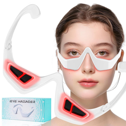 Eye Contour Beauty Goggles – Portable Anti-Aging Eye Massager with Vibration & Light Function, Lightweight Design for Wrinkle Reduction and Dark Circle Minimization – Ideal for Daily Skincare Routine (White).