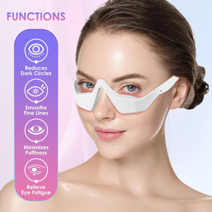Eye Contour Beauty Goggles – Portable Anti-Aging Eye Massager with Vibration & Light Function, Lightweight Design for Wrinkle Reduction and Dark Circle Minimization – Ideal for Daily Skincare Routine (White).