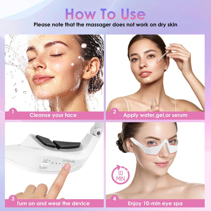 Eye Contour Beauty Goggles – Portable Anti-Aging Eye Massager with Vibration & Light Function, Lightweight Design for Wrinkle Reduction and Dark Circle Minimization – Ideal for Daily Skincare Routine (White).