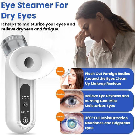 Portable Eye Mist Sprayer with Warm Steam & Nano Spray – Compact Facial Hydration Device for Daily Eye & Skin Care (White).