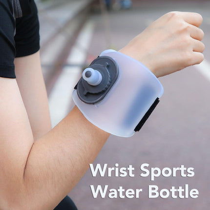 Wrist Water Bottle 7oz Hydration Flask – Hands-Free Leak-Proof Silicone Drink Container for Running, Cycling, Hiking & Fitness Training (White).