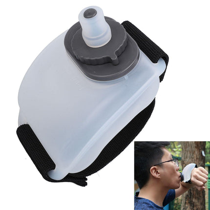 Wrist Water Bottle 7oz Hydration Flask – Hands-Free Leak-Proof Silicone Drink Container for Running, Cycling, Hiking & Fitness Training (White).